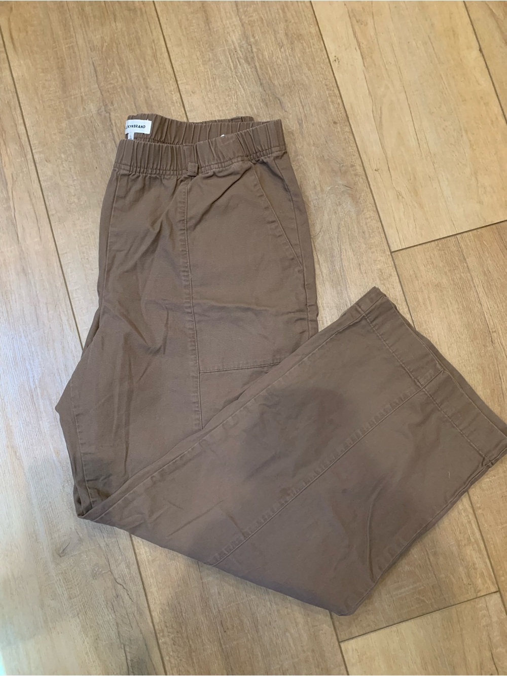 Lucky Brand Men's Brown Elastic-Waist Chinos